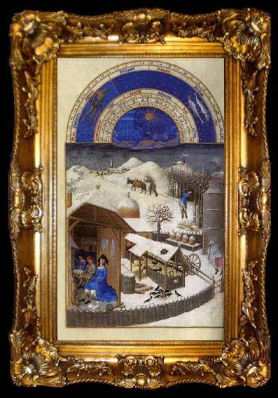 framed  LIMBOURG brothers Les trs riches heures du Duc de Berry: Fevrier (February) sef, ta009-2